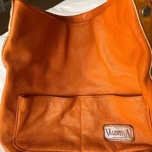 Valentina Vibrant Orange Hobo Bag
